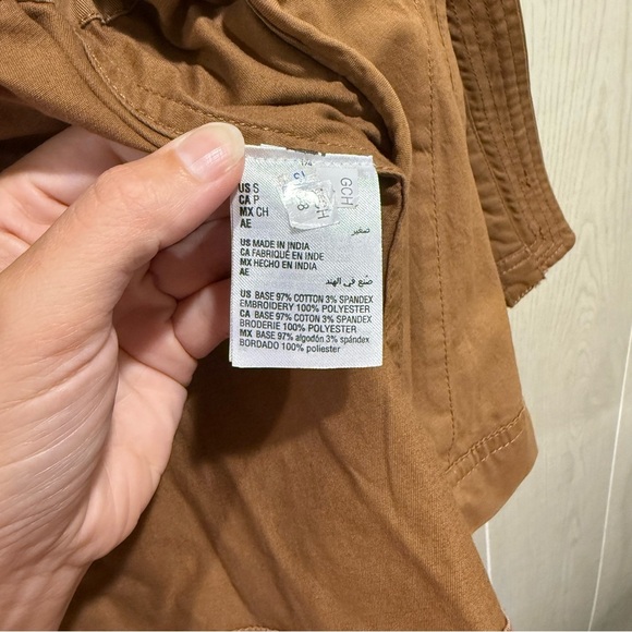 NWT Brown Utility Jacket with Floral Embroidery, Cinched Waist- S - Picture 6 of 7